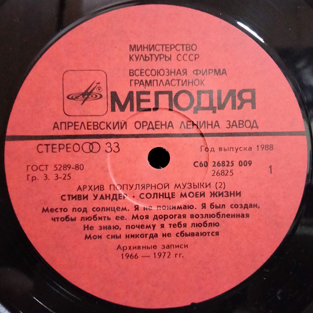 Стиви Уандер / Солнце Моей Жизни (LP)