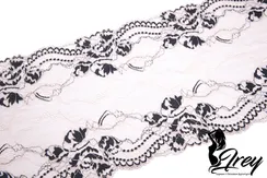 03-210 Кружево эластичное 22 см, пион/черный