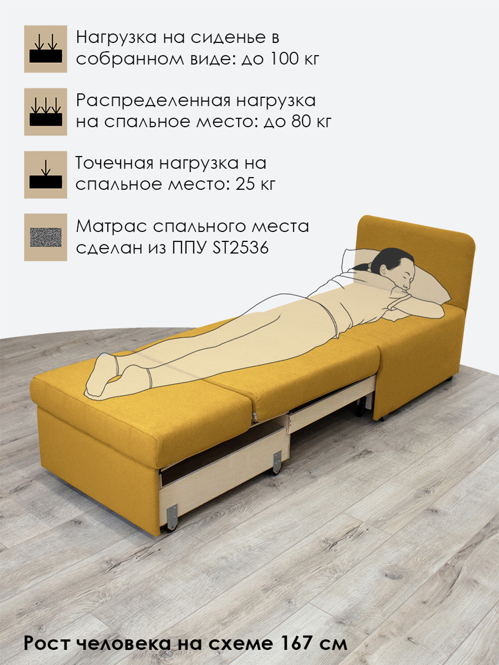 Кресло-кровать "Миник" Dream Yellow