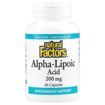 Natural Factors, Альфа-липоевая кислота, 200 мг, 60 капсул