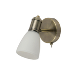 Настенный светильник (спот) 1x40Вт E27, металл/стекло, бронза, белый матовый плафон, с выключателем на основании
