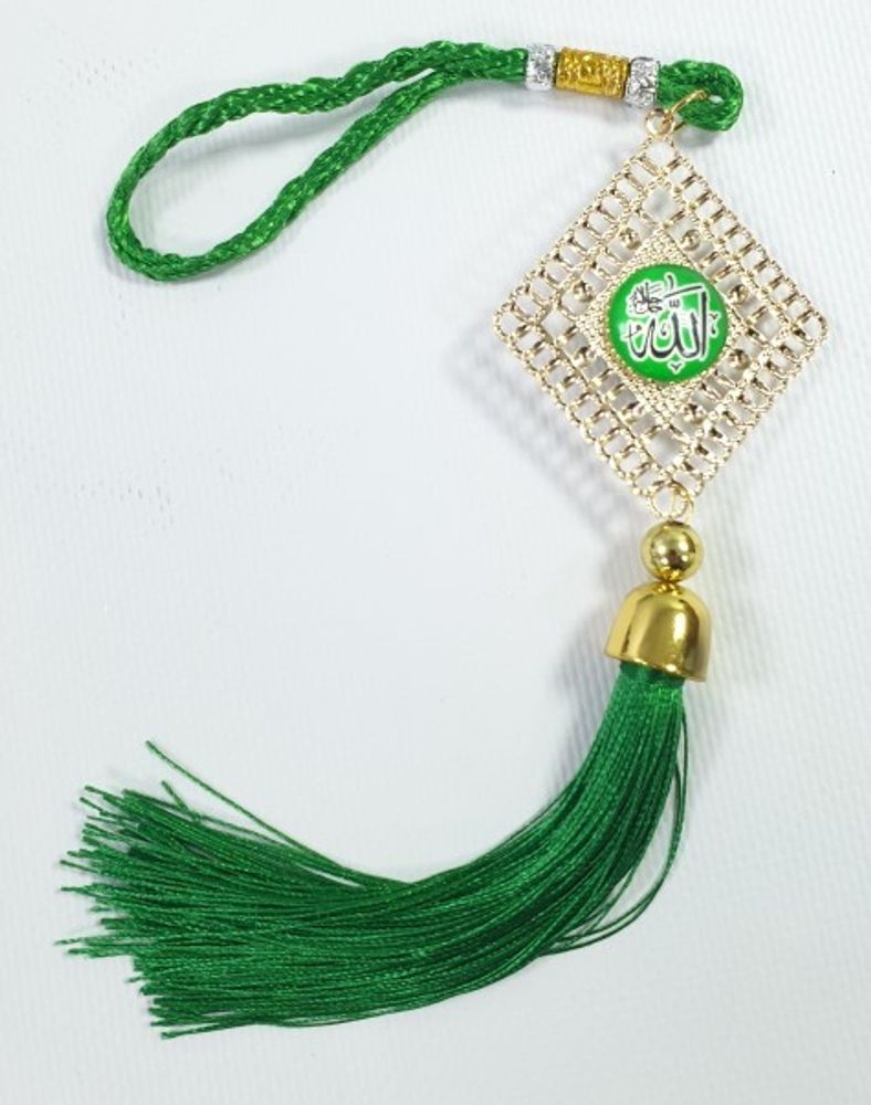 Амулет подвеска мусульманский зеленый, золотой ромб (KPR)