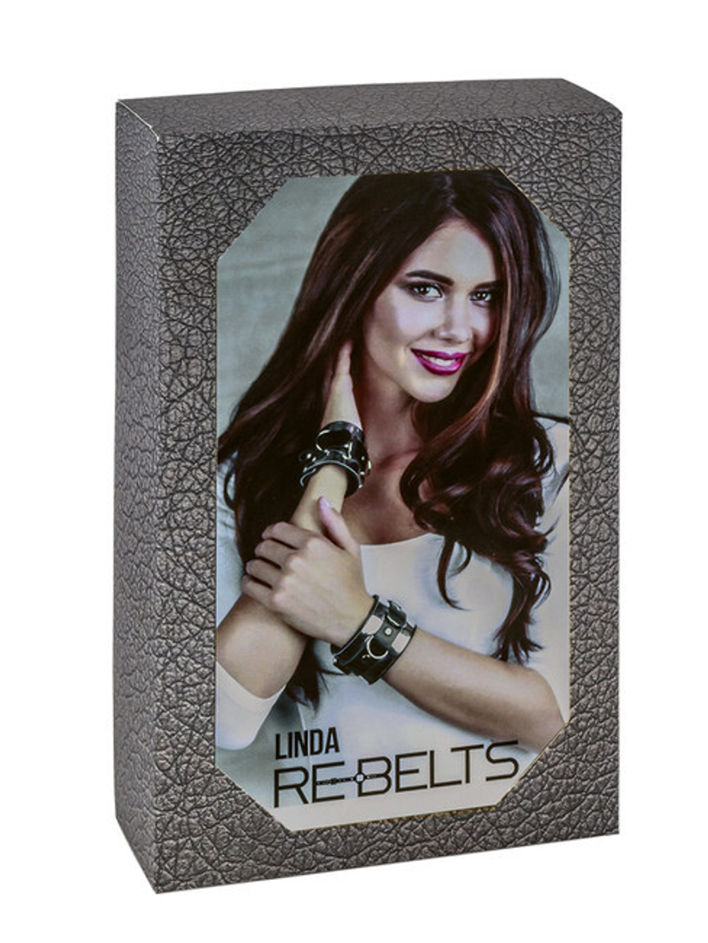 Наручники черные с зеркальным элементом и ремнями Linda Black (черный) (Цвет: черный)