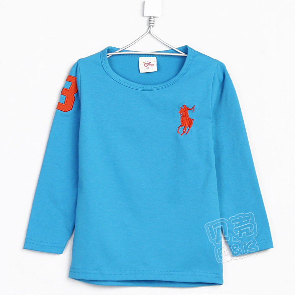 Лонгслив детский однотонный с аппликацией цифры и вышивкой