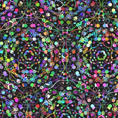 Абстрактные линии и кружочки на разноцветном фоне.