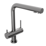 Смеситель для кухни Abelsberg Pura UVF70929GM с возможностью подключения фильтра для воды, цвет космическая сталь, PVD покрытие