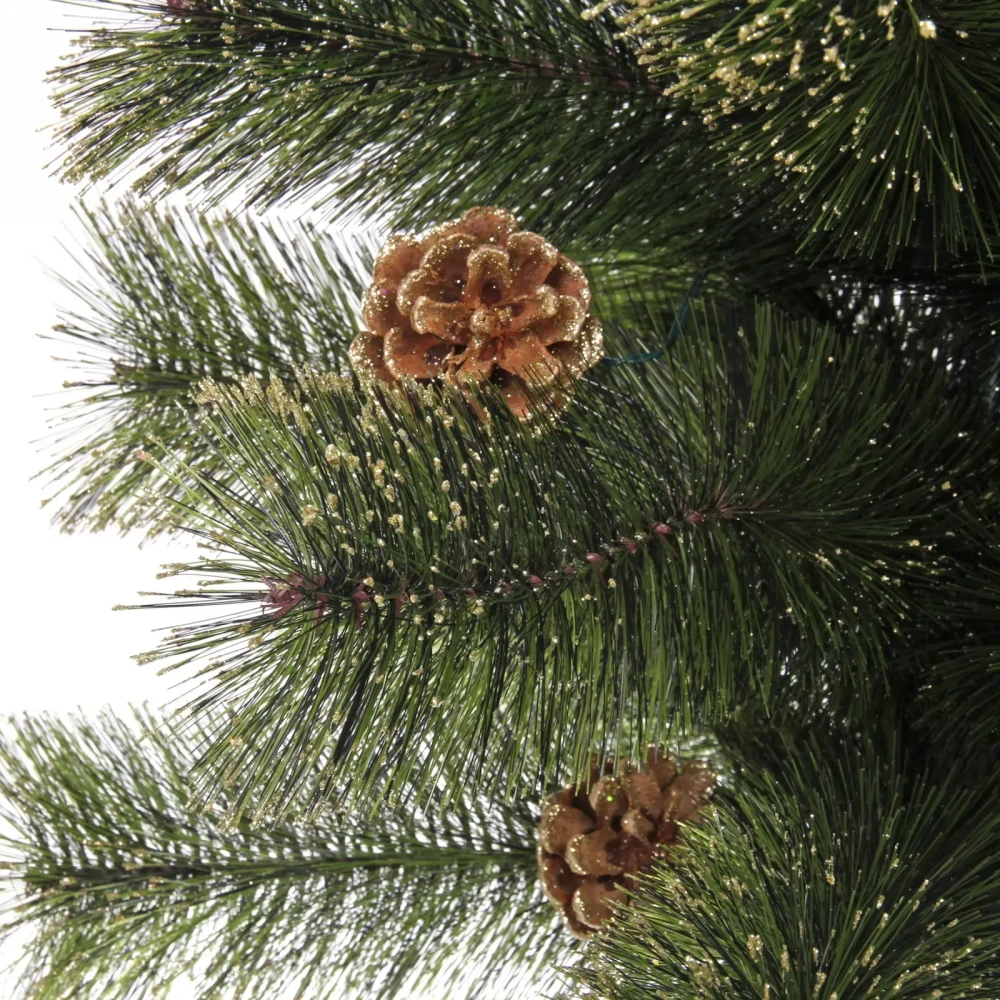 Ёлка «Зимушка» 90 см, леска, шишки, золотое напыление (45 веток) (SZ802GA-90)