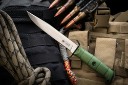 Нож Kizlyar Supreme VECTOR Sleipner SW OKH PS (StoneWash, Oliva Kraton Handle, Polyamide Sheath)