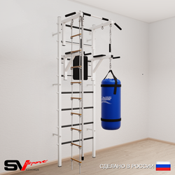 Шведская стенка Sv Sport усиленная 6752 (Турник стандарт/Брусья/Канат/Лестница/Цепь/Мешок 22кг)