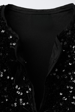 ZARA БОЛЕРО С ПАЙЕТКАМИ И БАНТОМ, ЧЕРНЫЙ