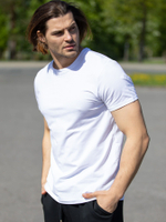 Мужская базовая футболка из хлопкового трикотажа (Размер: XXL) (Цвет: белый)