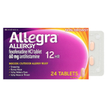 Allegra, Allergy, 12 HR, без снотворного, 60 мг, 24 таблетки