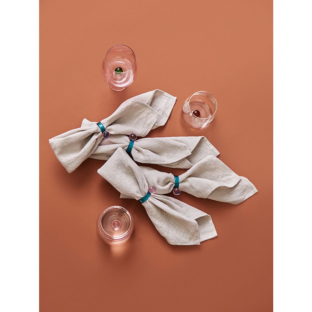 Набор из 4 колец для салфеток Orb, Ø4 см, бирюзовые/розовые