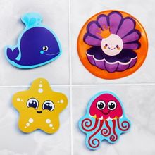 Набор игрушек для ванны Морские жители: фигурки-стикеры из EVA, 3 шт. + сетка для хранения игрушек на присосках