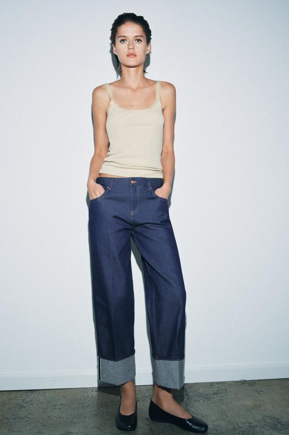 ZARA ДЖИНСЫ SELVEDGE С НИЗКОЙ ПОСАДКОЙ — ZW COLLECTION, СИНИЙ