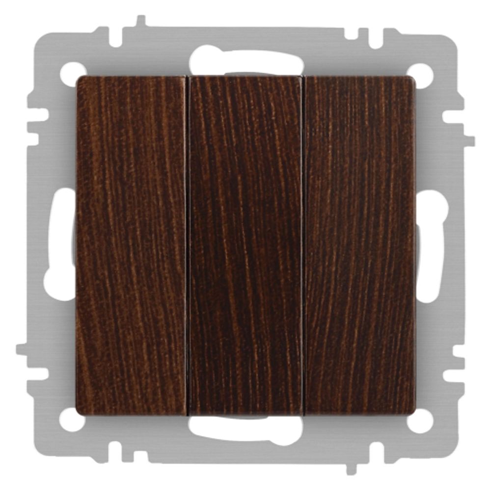 Выключатель Intro Accent 6-106-10 тройной, 10А-250В, IP20, СУ, AL/CU, венге