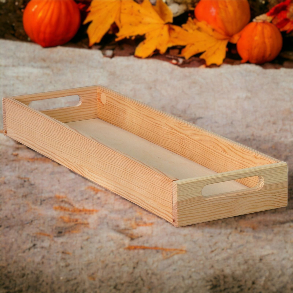 Столик-поднос деревянный 58х18 см Флоутард, декоративный поднос для кухни, столик для завтрака из массива сосны, разборный, в натуральной отделке