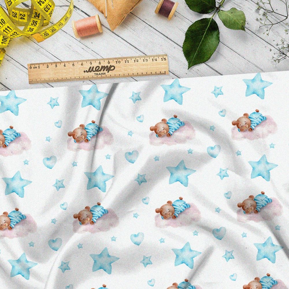 Ткань интерлок спящие медвежата