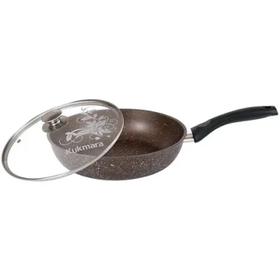 Сковорода 26*6см с ручкой и стекл. крышкой «Мраморная» (кофейный мрамор) смк26603а