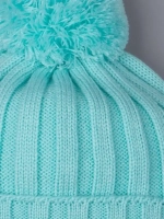 Шапка детская осенняя вязаная с помпоном