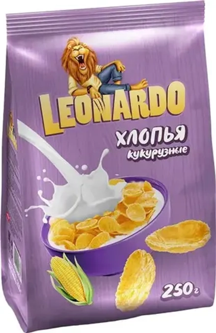 Завтрак готовый LEONARDO Хлопья кукурузные (Пак) 250г