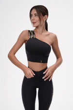 Женский спортивный топ NEBBIA 841 Women's High Support Sports Bra INTENSE Asymmetric Gold