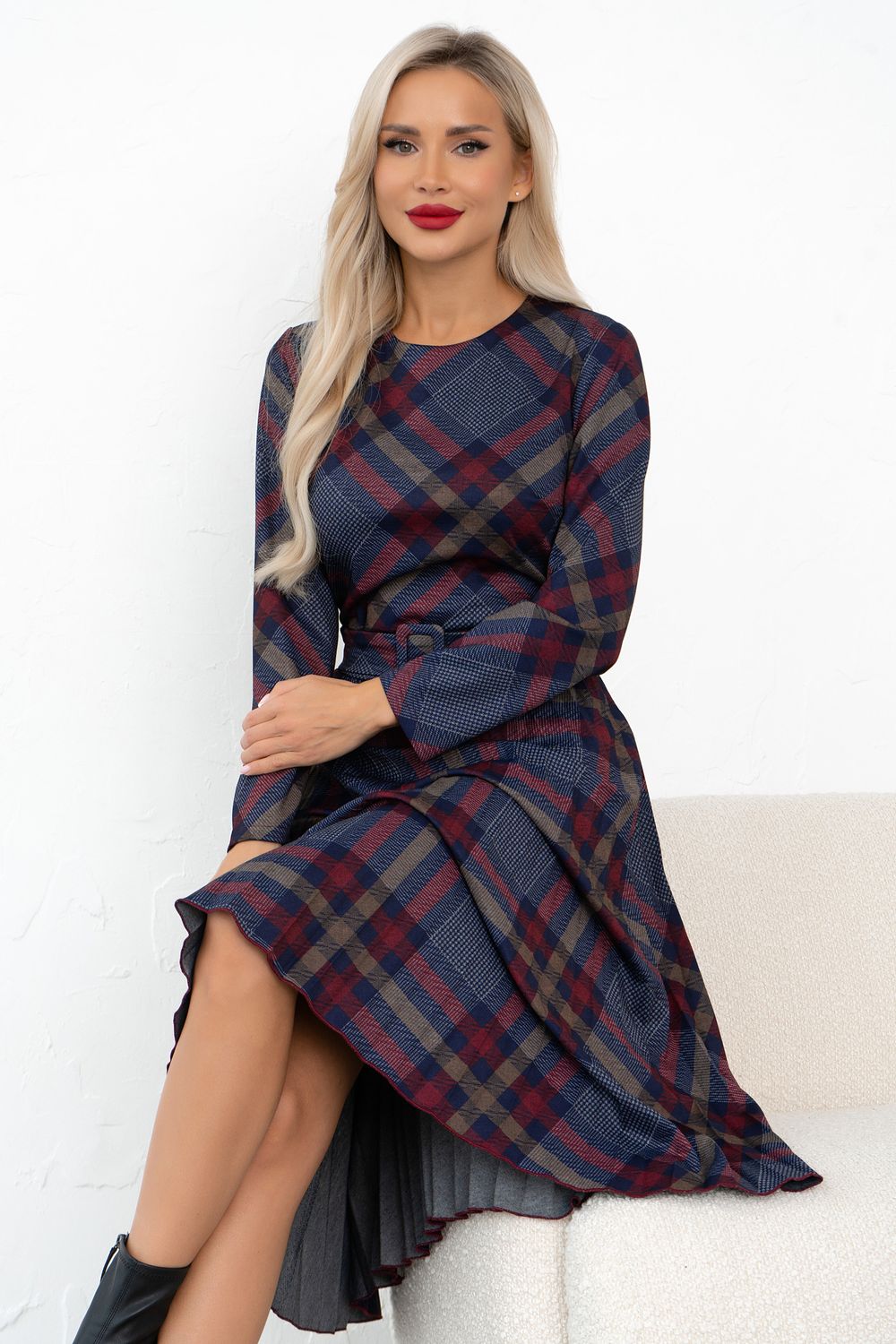 Платье Сильвия (синий/красный/бежевый) Р11-1086/16 Nikol (Акция)