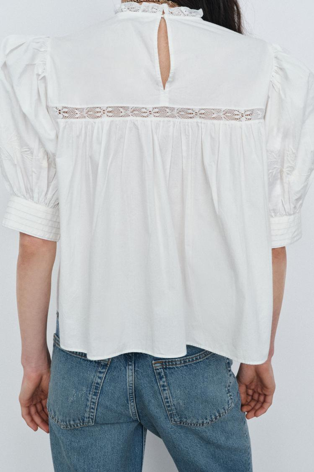 ZARA РУБАШКА С ВЫШИВКОЙ — ZW COLLECTION, ЭКРЮ