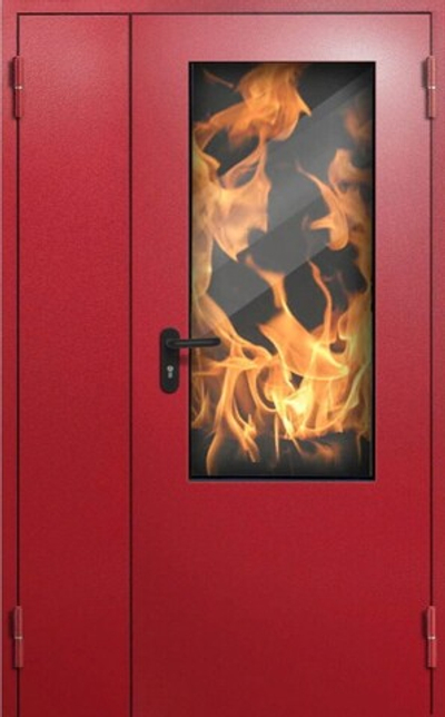Полуторная противопожарная дверь с остеклением более 25% - 1233