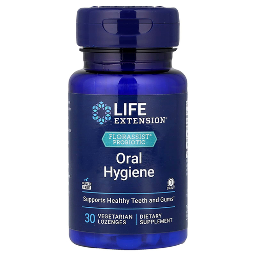 Life Extension, FLORASSIST®, пробиотик, средство для гигиены полости рта, 30 вегетарианских пастилок