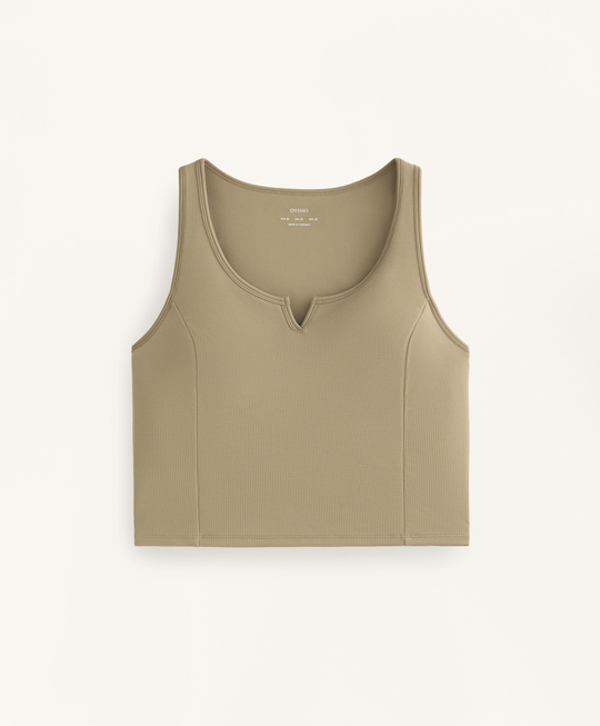 Oysho Топ без рукавов, светлый хаки