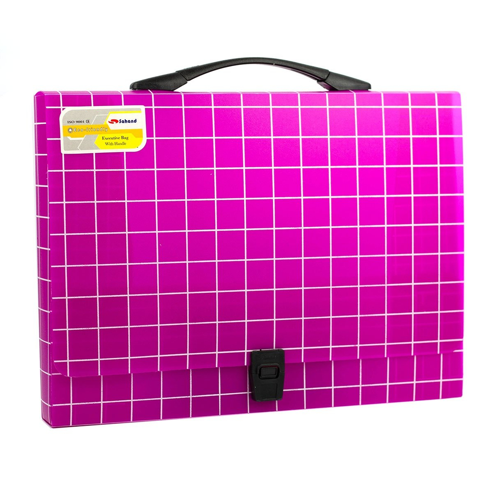 Папка-портфель на застежке Sahand, А4 360х265х40 мм, пластиковая, 800 мкм, ассорти, матовая, рисунок карман для визитки, "Square"