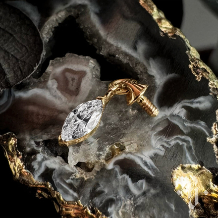 Накрутка "Glow" - Желтое золото - White CZ