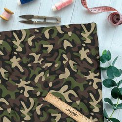 Ткань габардин бурый камуфляж