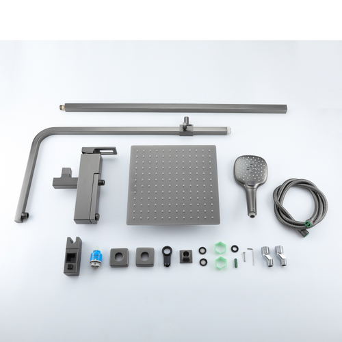 Душевая система 35к G2417-9 GAPPO лейка "Тропический душ" ОРУЖЕЙНАЯ СТАЛЬ