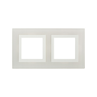 Рамка из натурального стекла, "Avanti", белая, 2 поста (4 мод.)
