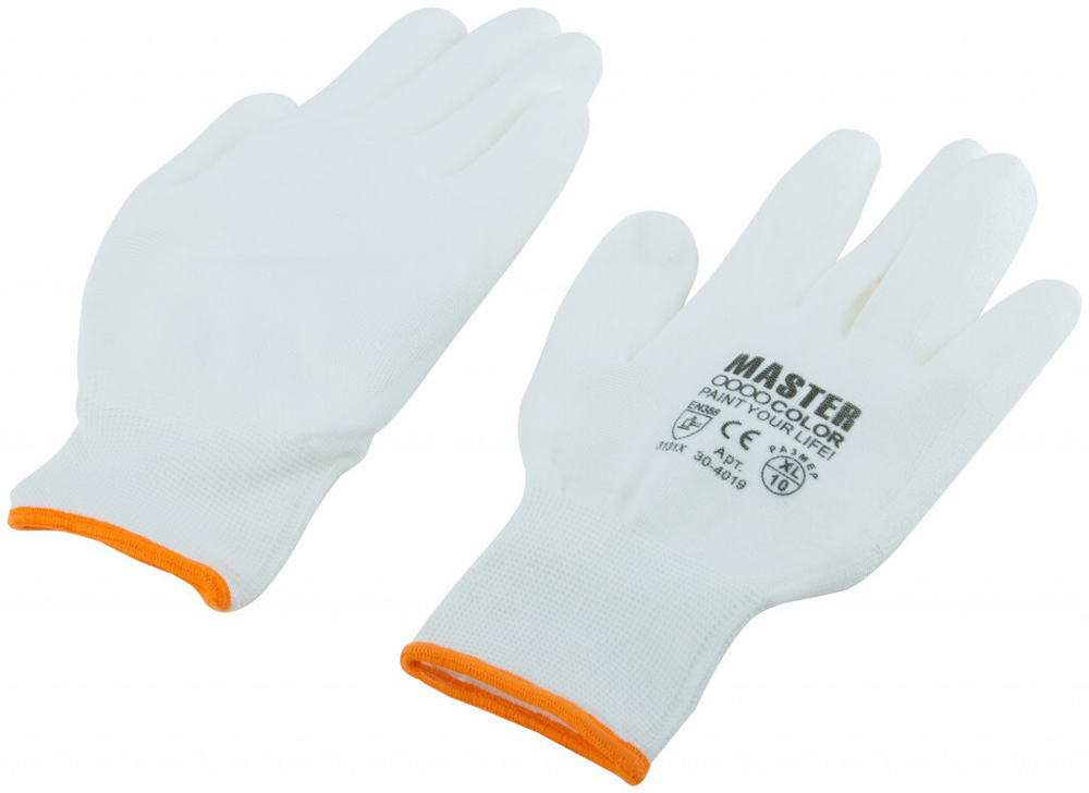 Перчатки защитные МASTER COLOR белые полиэстер, с обливкой из нитрила.
