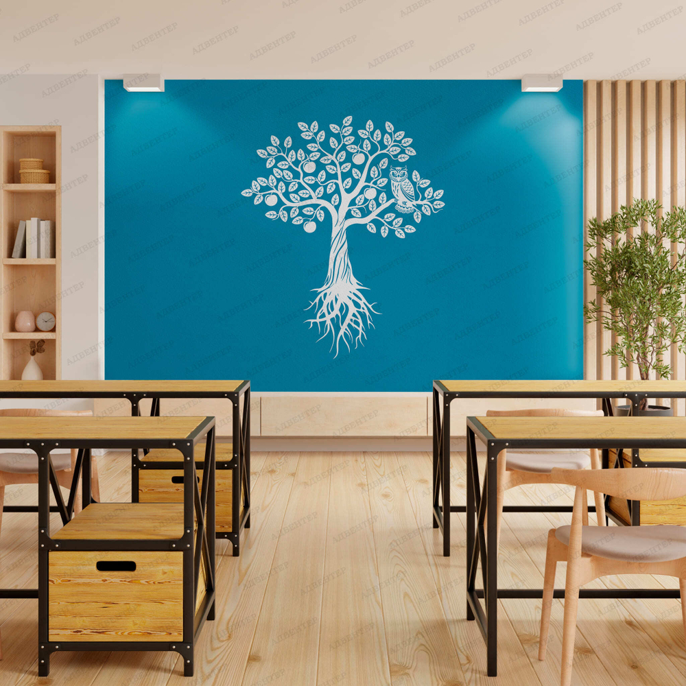 Фотообои Точка роста, голубой фон, белое дерево 146