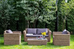 "Капучино" журнальный столик из искусственного ротанга (гиацинт), цвет соломенный