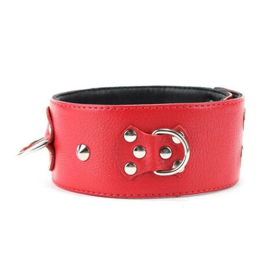 Красный кожаный ошейник с короткими шипами (Цвет: красный)