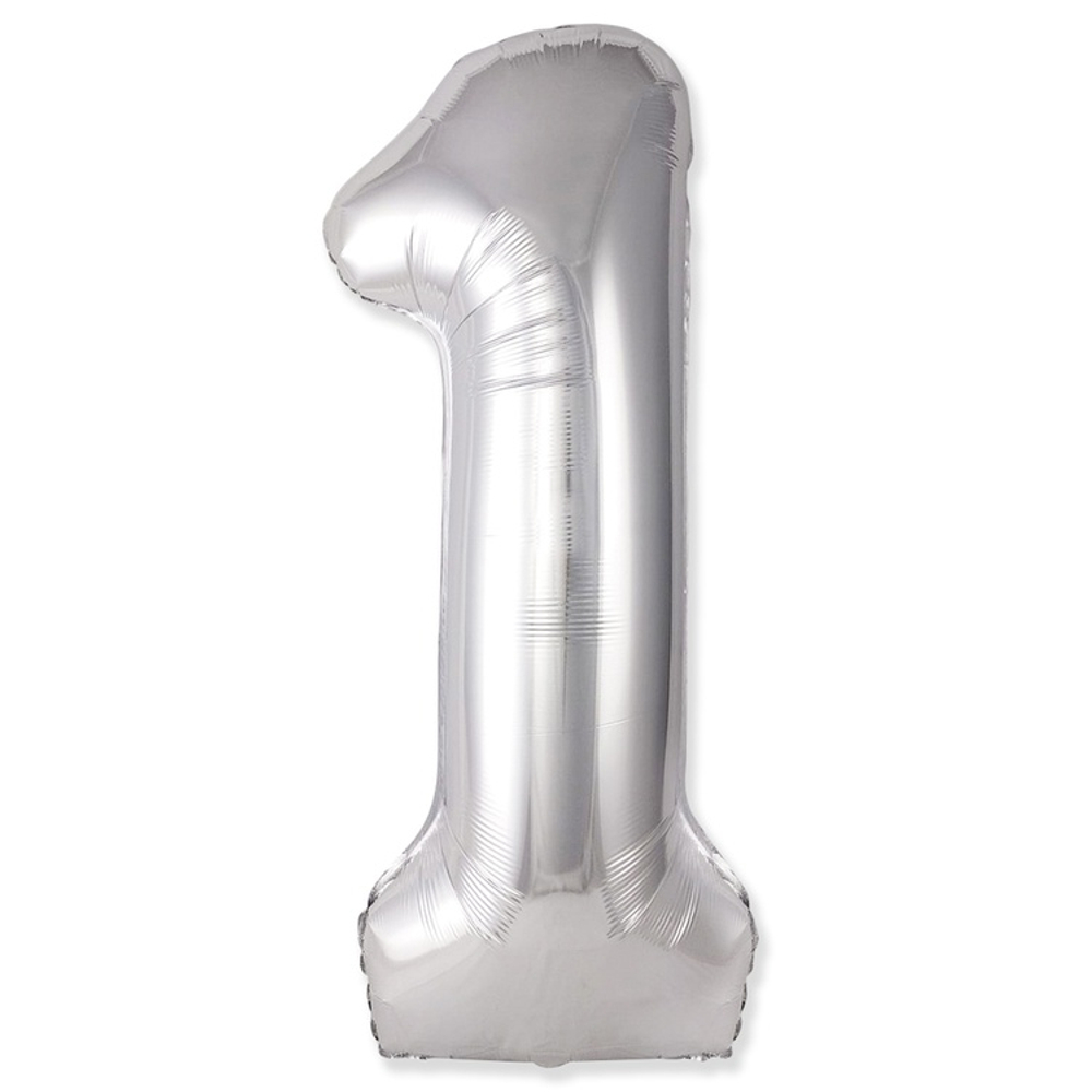 Шар фольгированный Цифра 1 101 см (Серебряный)