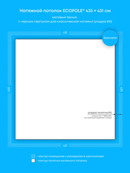 Матовый натяжной потолок 18.7 м2