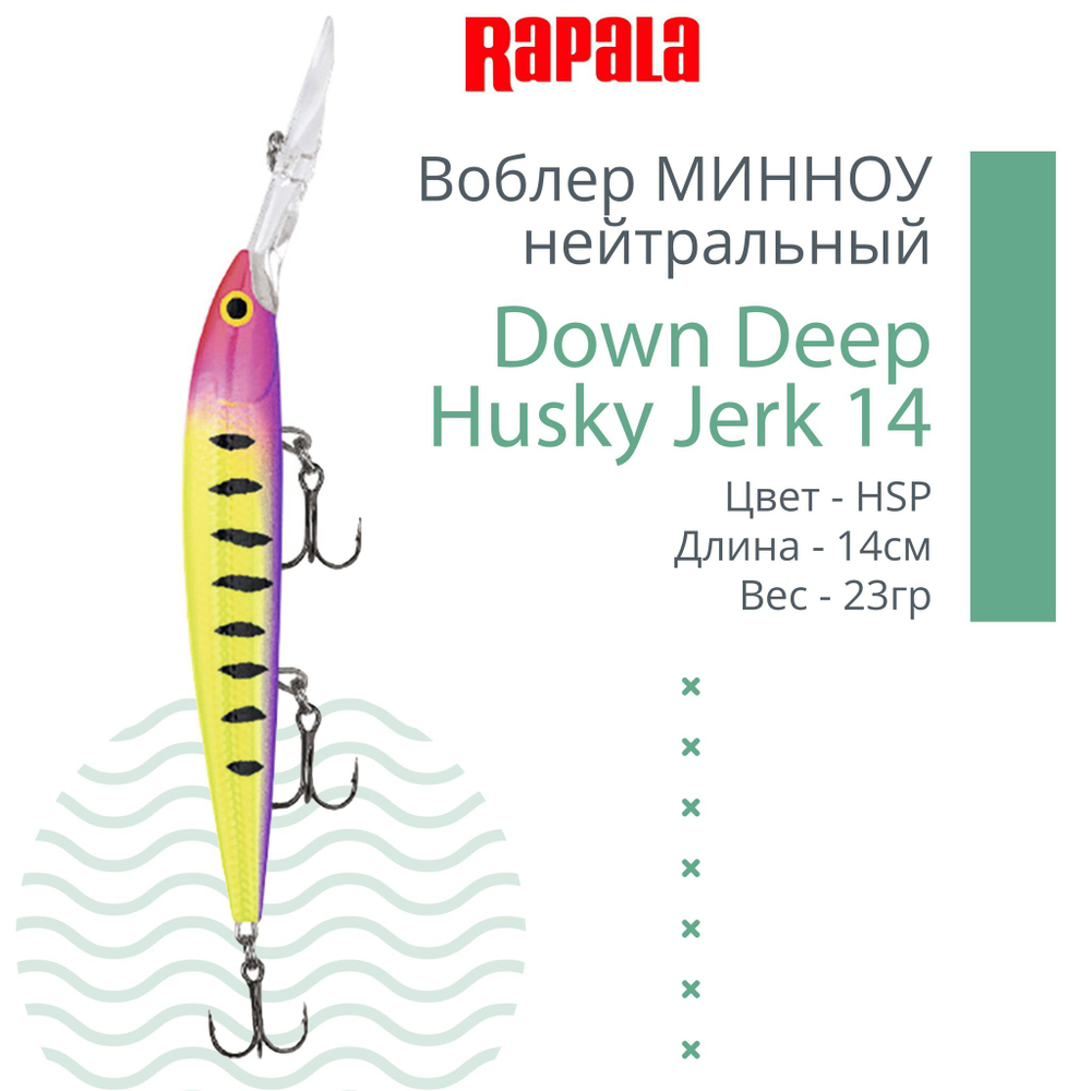 Воблер RAPALA Down Deep Husky Jerk 14, 14см, 23гр, цвет GF