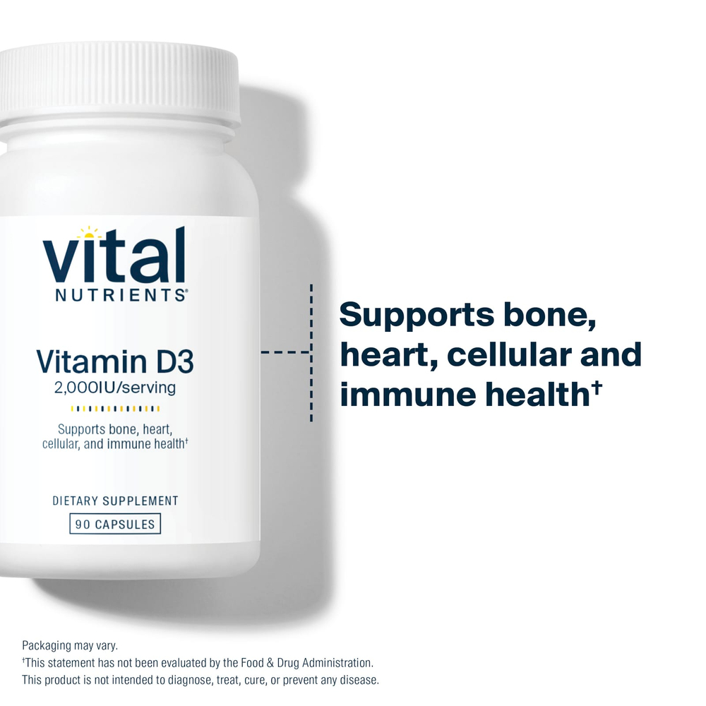 Vital Nutrients, Витамин D3, 2000 МЕ, 90 вегетарианских капсул
