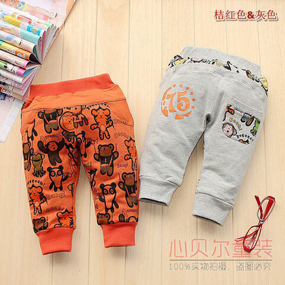 Брюки детские трикотажные на резинке с принтами животных