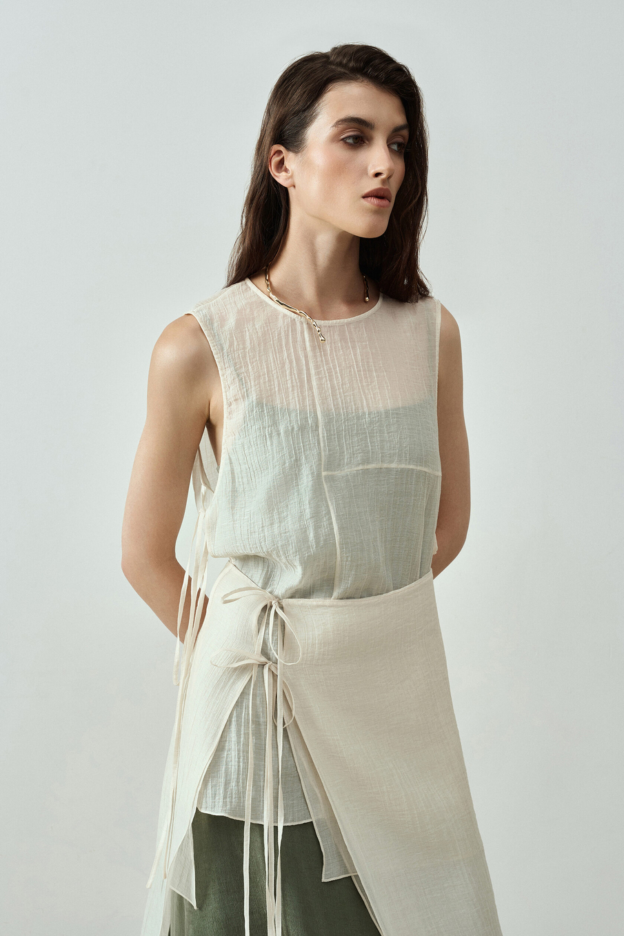 Топ из жатого тенселя на завязках Ripple / Волна