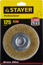 STAYER 125 мм, витая латунированная стальная проволока, 0.3 мм, Щетка дисковая, PROFESSIONAL (35122-125)