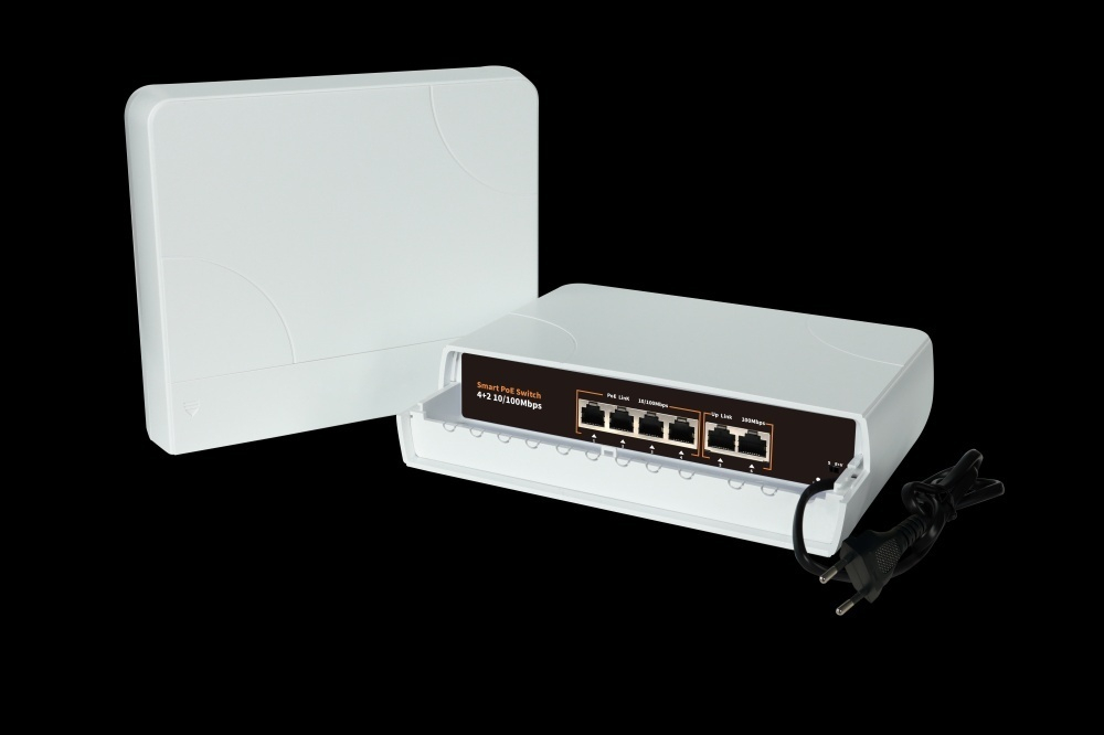POE-42EW коммутатор PoE 4+2 порта, защищенный корпус