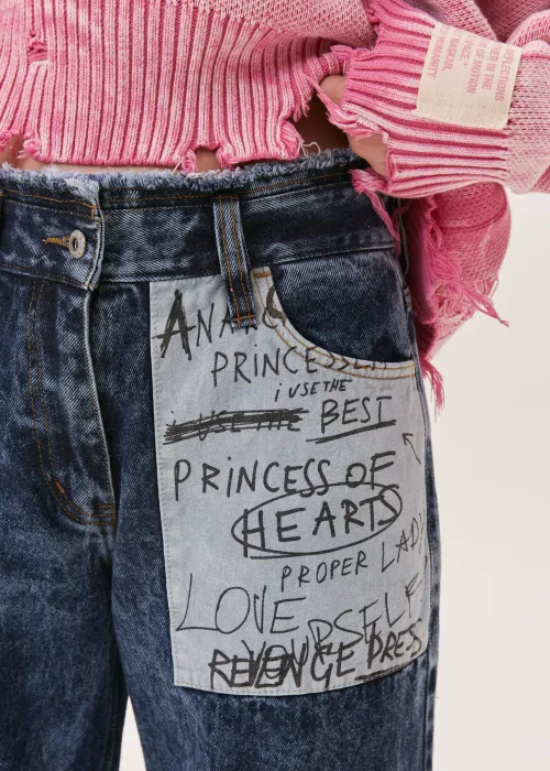 Джинсы GOD SAVE THE PRINCESS синего цвета