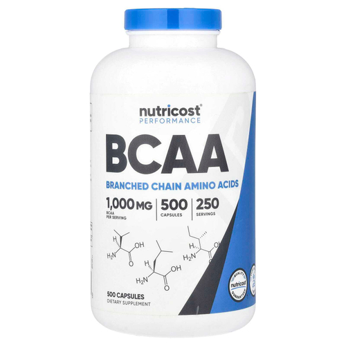 Nutricost, BCAA, для производительности, 500 капсул (500 мг в 1 капсуле)